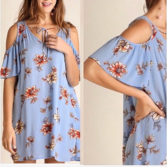 πSALE Boho Floral Cold Shoulder Tunic Dress SML - Picture 2 of 7